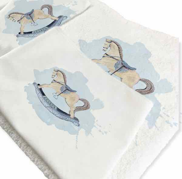 SET BAPTISM TOWELS LITTLE HORSE